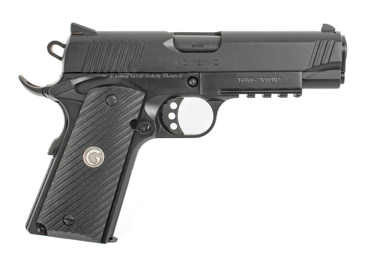 EAA Girsan MC1911 Commander 9mm Luger 4.40" 9+1 Black Checkered Laminate Grip