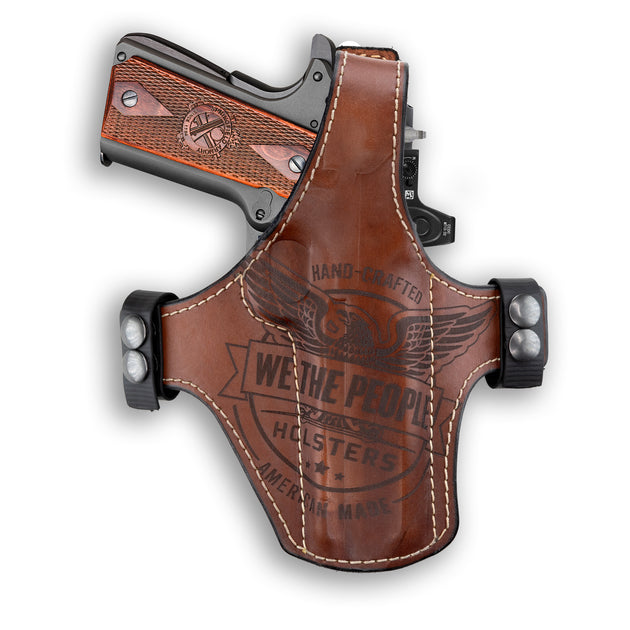 1911 5" Government 45ACP with Rail Only Independence Thumb Break Leather OWB Holster