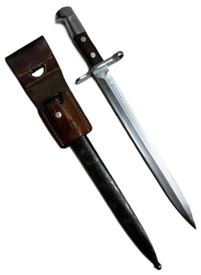 SWISS K31 BAYONET WITH LEATHER FROG.