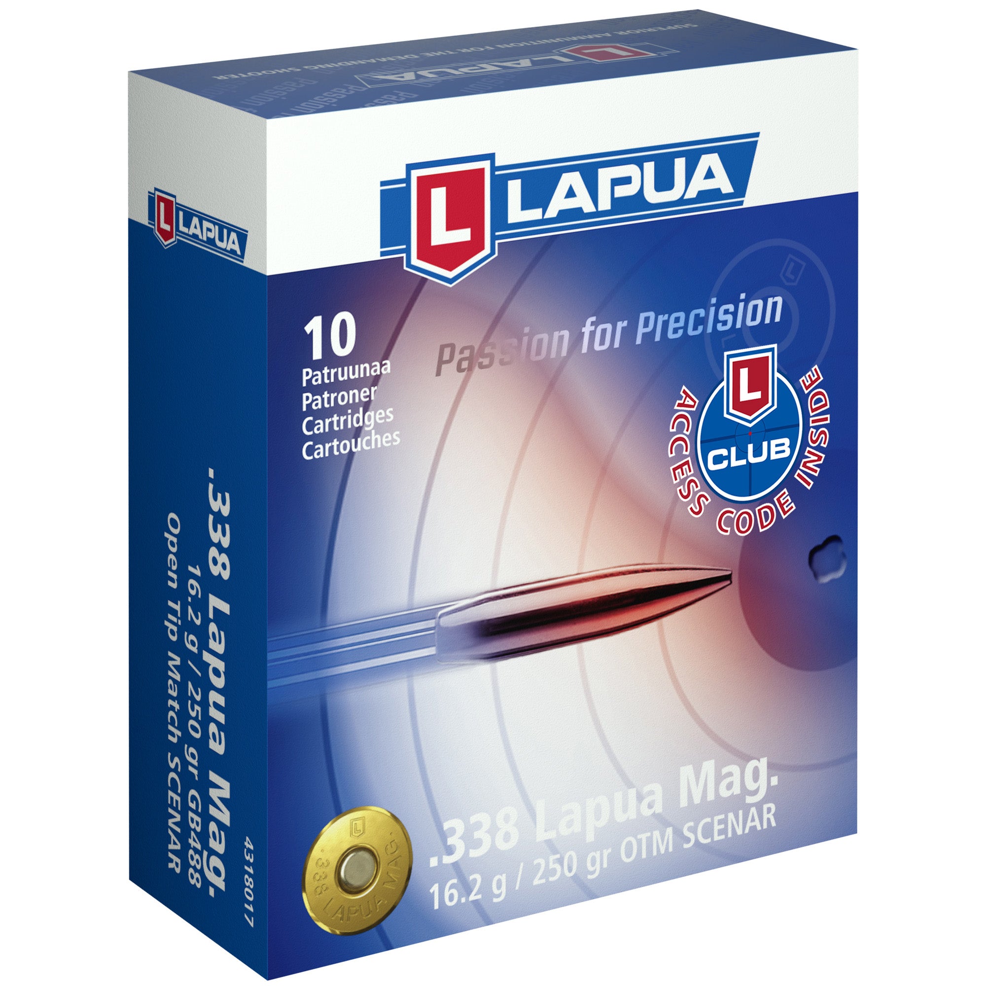 Lapua 4318017 Scenar Open Tip Match 250 Grain .338 Lapua Magnum 2969 FPS