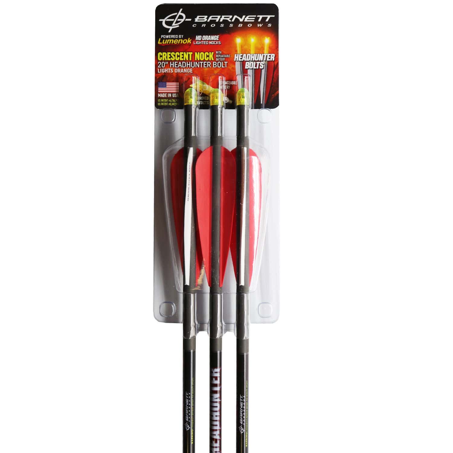 Lumenok Barnett Bloodsport Headhunter Arrow Lighted Crescent Nock Orange Crossbow Bolt 20″ 3 Pack BNECC3