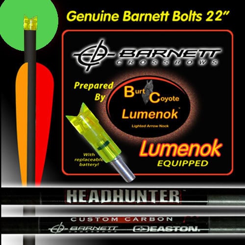 Lumenok Barnett Bloodsport Headhunter Arrow Lighted Crescent Nock Green Crossbow Bolt 22″ 3 Pack BNECC223G