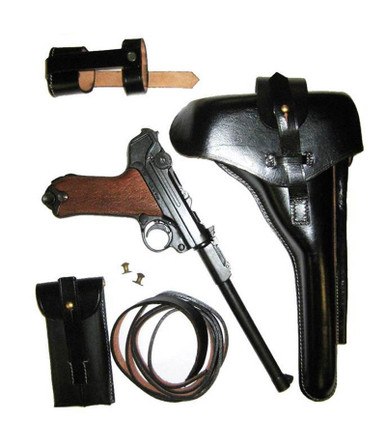 Luger Artillery Holster Rig without Stock, Black Leather