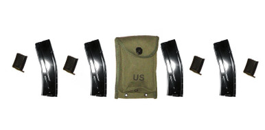 M1 Carbine Pouch and Magazine Combo - Four 30rd mags and banana clip pouch w/dust covers
