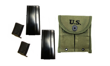 M1 Carbine Pouch and Magazine Combo - Two 15 rd mags and belt pouch w/dust covers