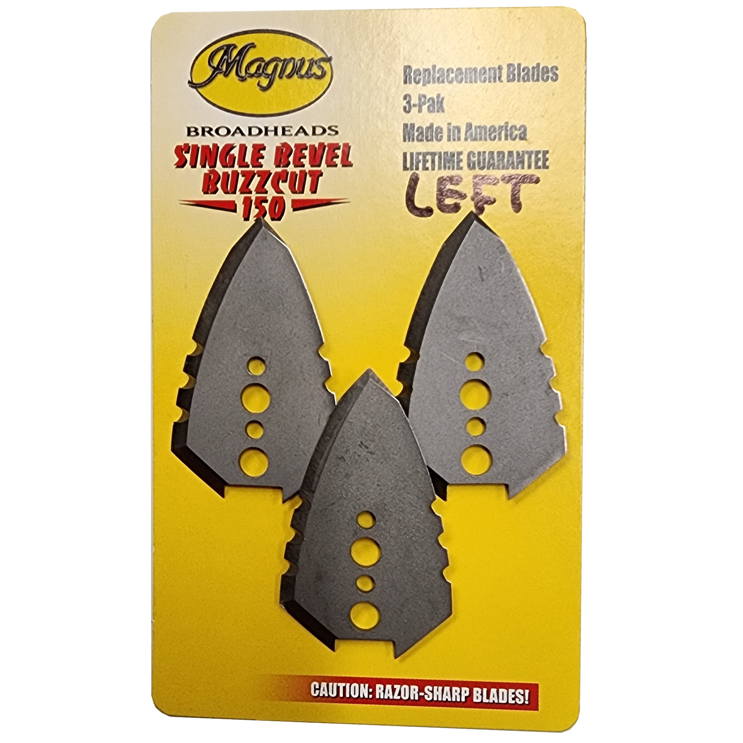 Magnus Broadheads Single Bevel Left Buzzcut 150 grain Replacement Blades 3 Pack