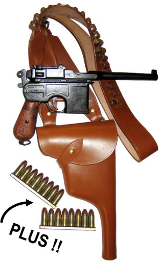 Mauser C96 Broomhandle Bandolier Holster with Two 8rd Stripper Clips