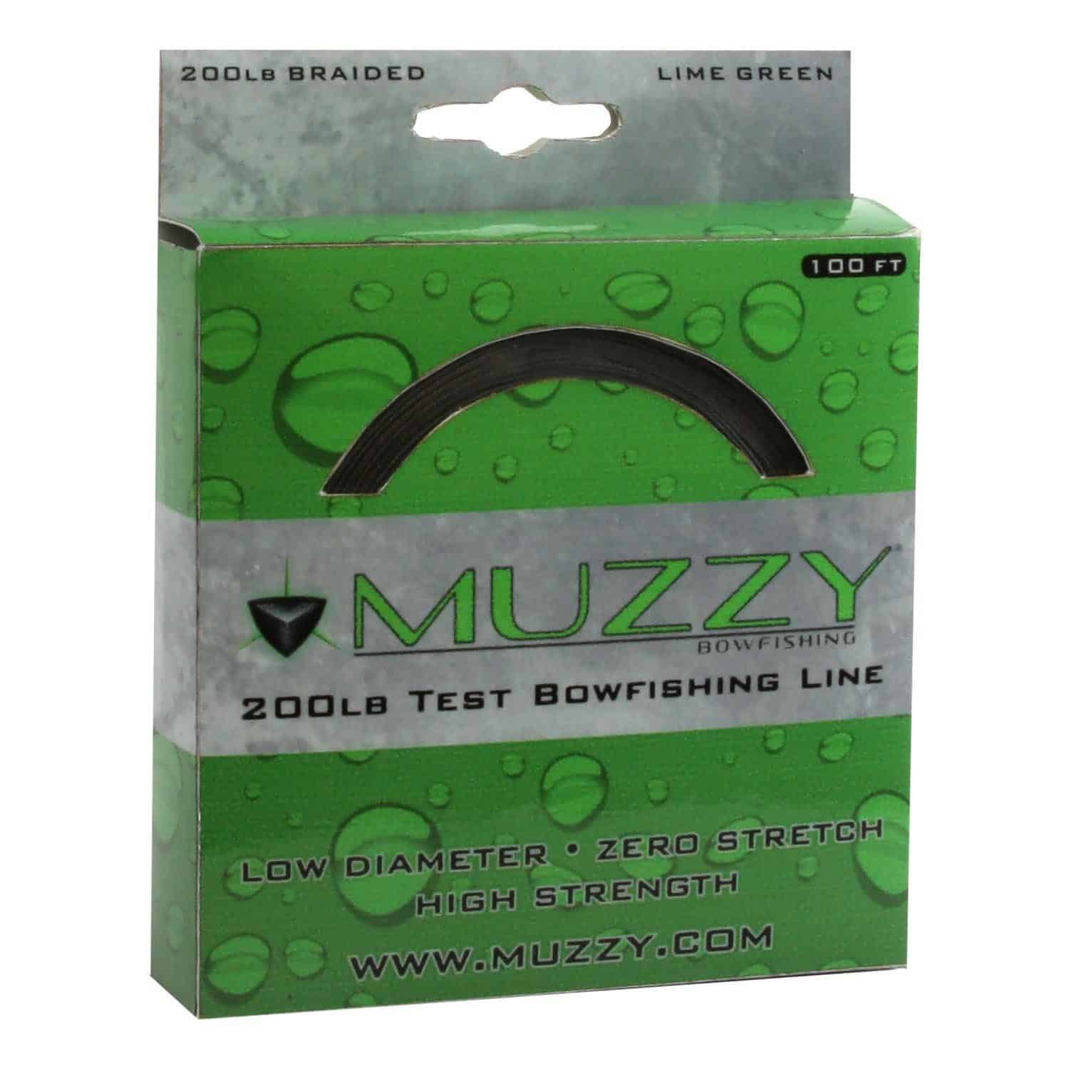 Muzzy Bowfishing Lime Green 200# Braided Bowfishing Line 100 ft Spool 1078*