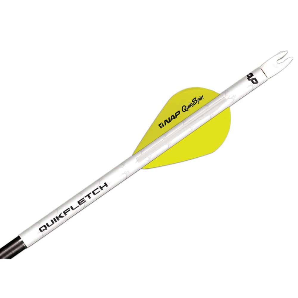 New Archery Products QuikFletch Quikspin 2″ Vanes White/2 Yellow 6 Pack NAP-60-633