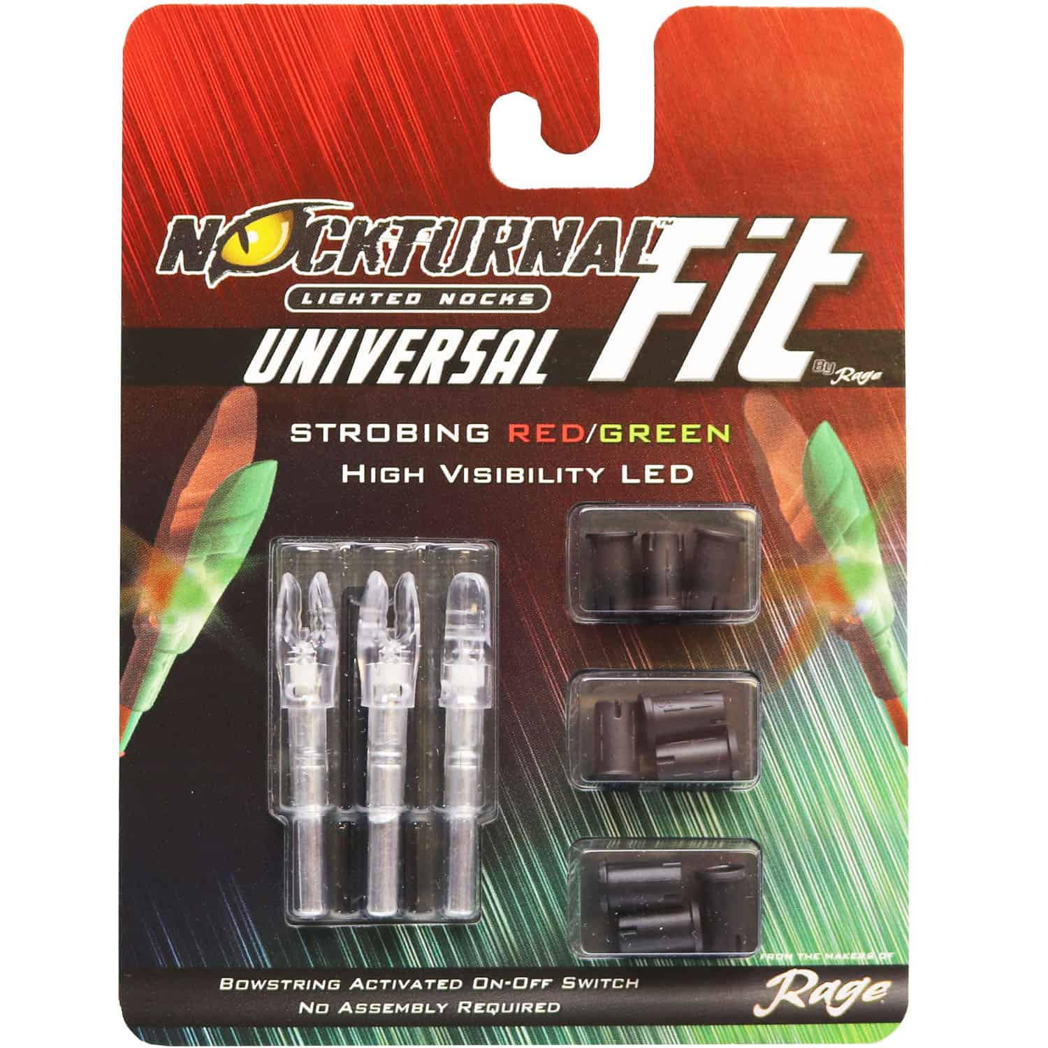 Nockturnal Lighted Nocks FIT Universal Size Strobing Red & Green Lighted Nock 3 Pack NT-300