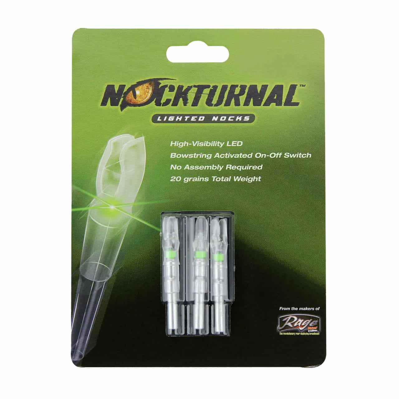Nockturnal S Green Lighted Nock 3 Pack Carbon Express, Beman ICS, Easton, PSE NT-205