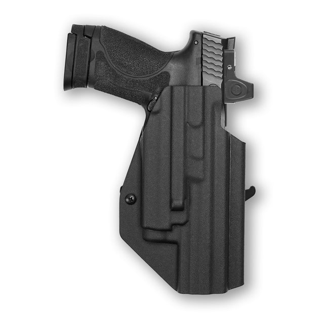 Smith & Wesson M&P 9/40 5" Full Size Manual Safety with Olight Baldr S Light Red Dot Optic Cut OWB Holster