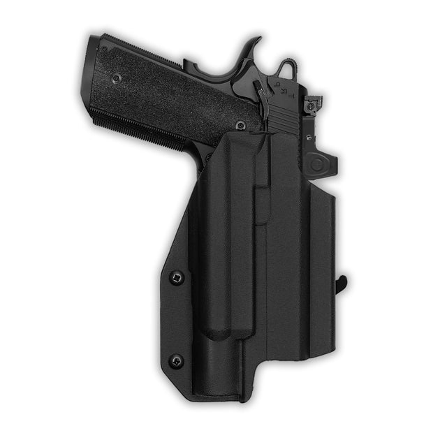 1911 4" Commander 45ACP Railed with Surefire X300T-B Light Red Dot Optic Cut OWB Holster