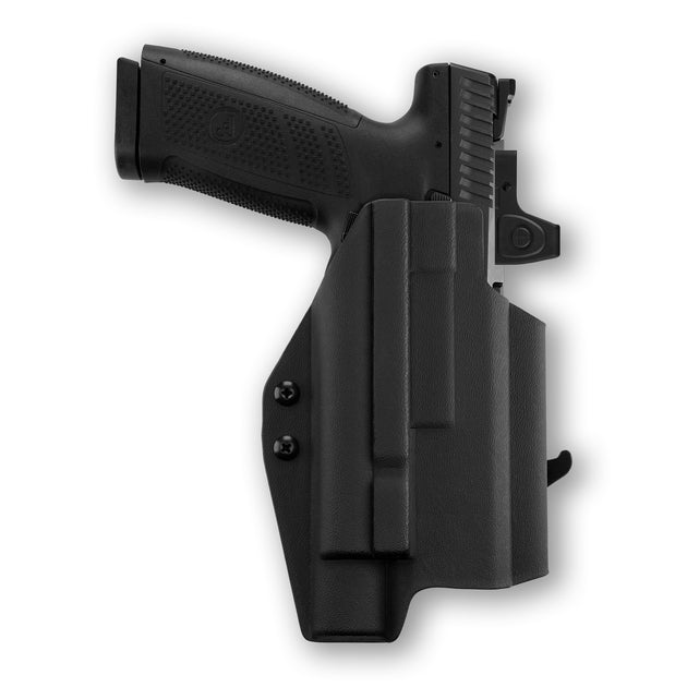 CZ P-10 F with Olight Valkyrie Turbo Light Red Dot Optic Cut OWB Holster