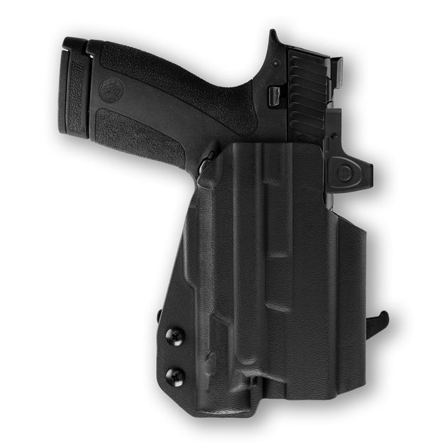 Smith & Wesson M&P Shield X No Thumb Safety with Holosun P.ID-K Light Red Dot Optic Cut OWB Holster