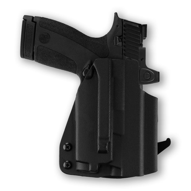 Smith & Wesson M&P Shield X Thumb Safety with Olight Baldr RL Mini Light Red Dot Optic Cut OWB Holster