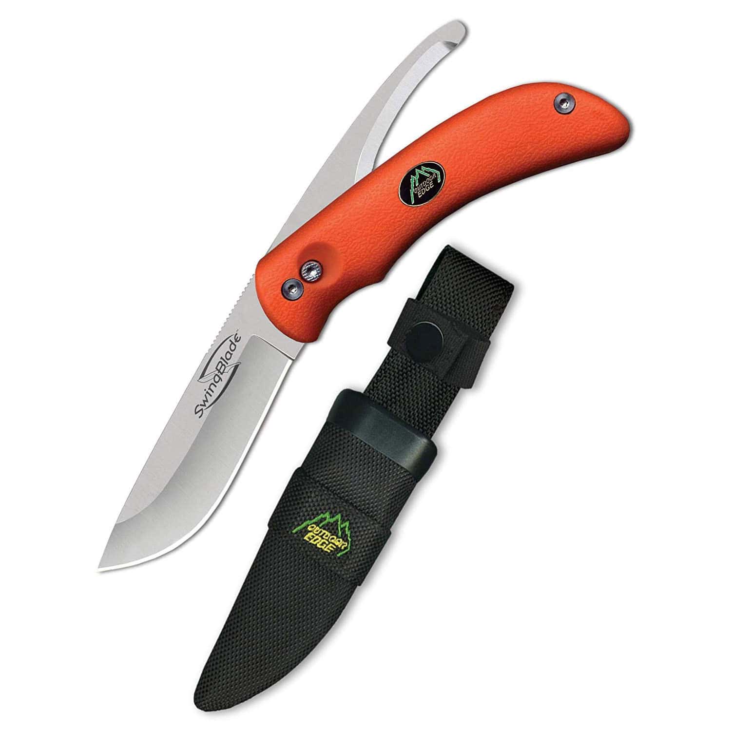 Outdoor Edge Swingblaze Double Blade Hunting Knife with Rotating Skinning & Gutting Blades, Nylon Sheath SZ-20NC