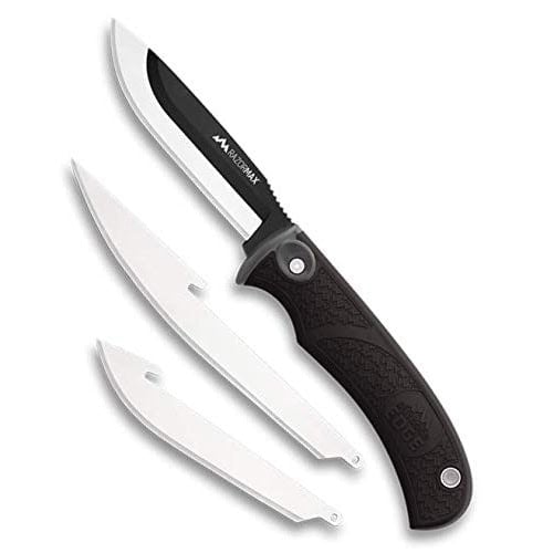 Outdoor Edge RazorMax Replaceable Fixed Blade Skinning & Boning Hunting Knife with Nylon Sheath Black RMK-10C