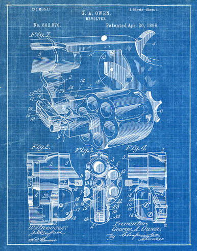 Owen Revolver 1898 Patent Art Print