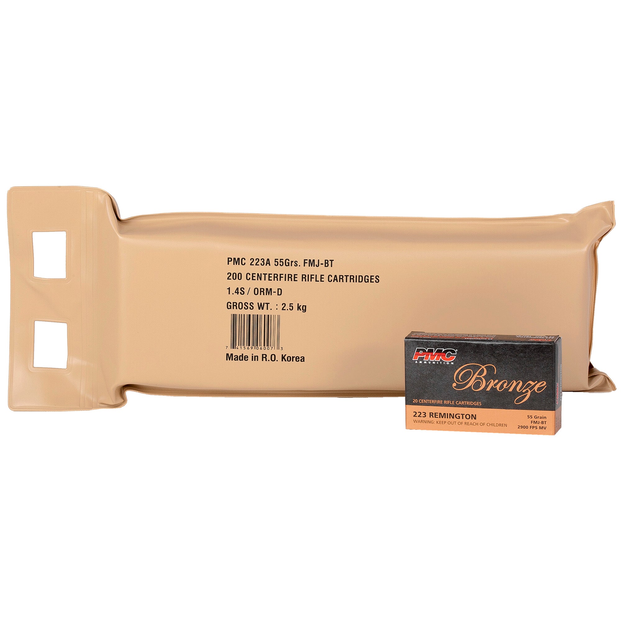 PMC .223 Remington Bronze 55gr FMJ BT Ammo - Battle Pack 3200 FPS