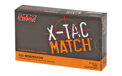 PMC Ammunition, XTAC Match, 223 Remington, 77 Grain, Open Tip Match, 20 Round Box