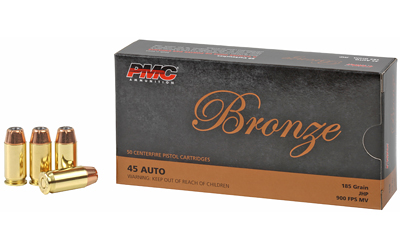 PMC Ammunition, Bronze, 45ACP, 185 Grain, Jacketed Hollow Point, 50 Round Box
