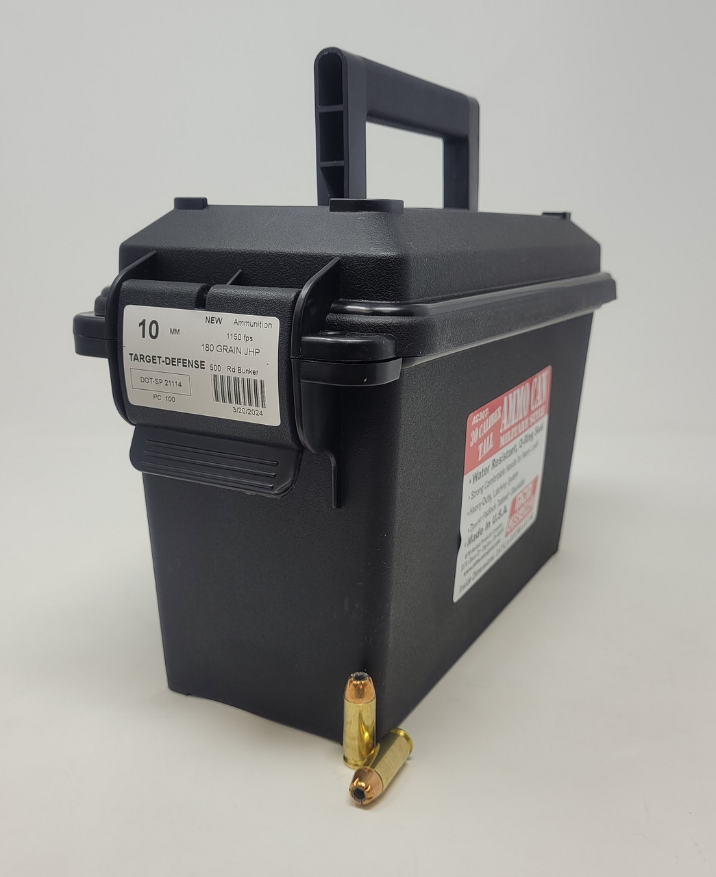 Precision One 10mm Ammunition Target Defense PONE100 180 Grain Jacketed Hollow Point Ammo Can 500 Rounds