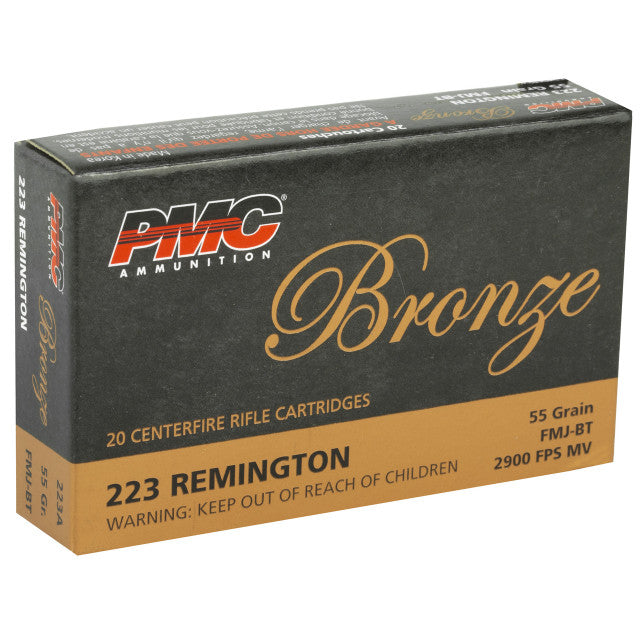 PMC Bronze .223 Remington 55 Grain Full Metal Jacket Boat Tail Ammo 3200 FPS