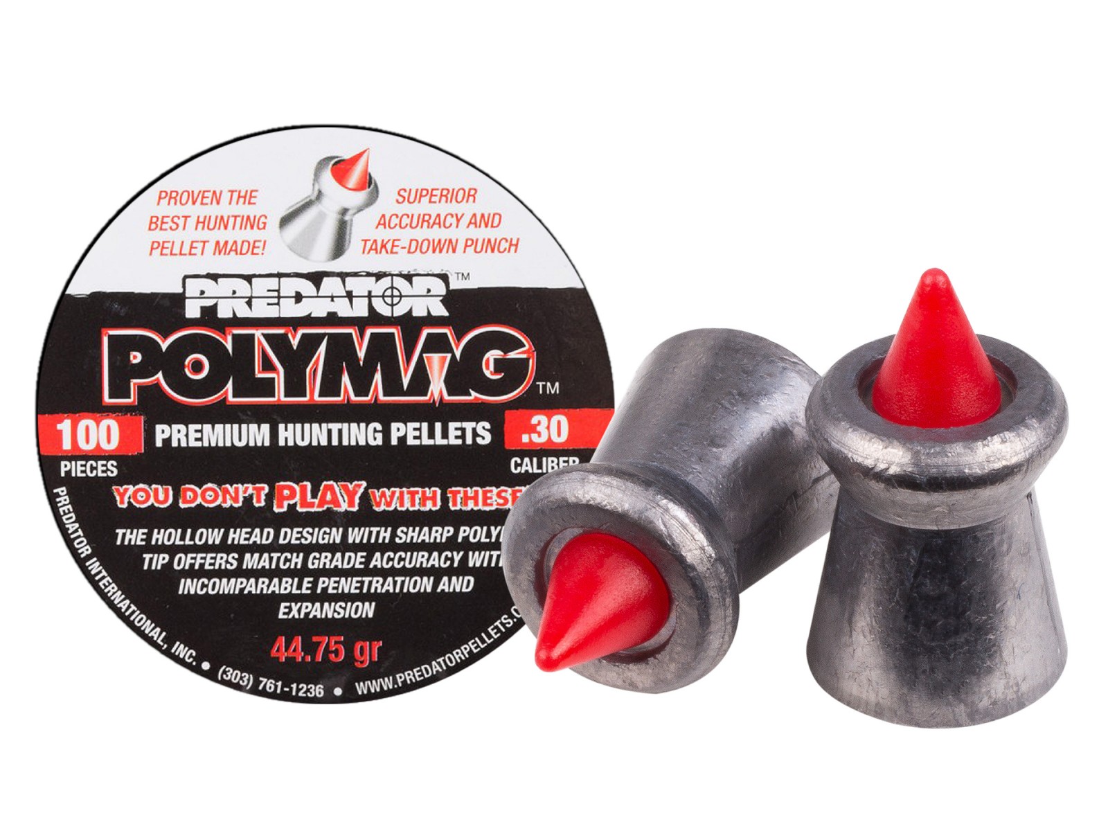 Predator Polymag .30 Cal, 44.75Grains, Pointed, 100ct