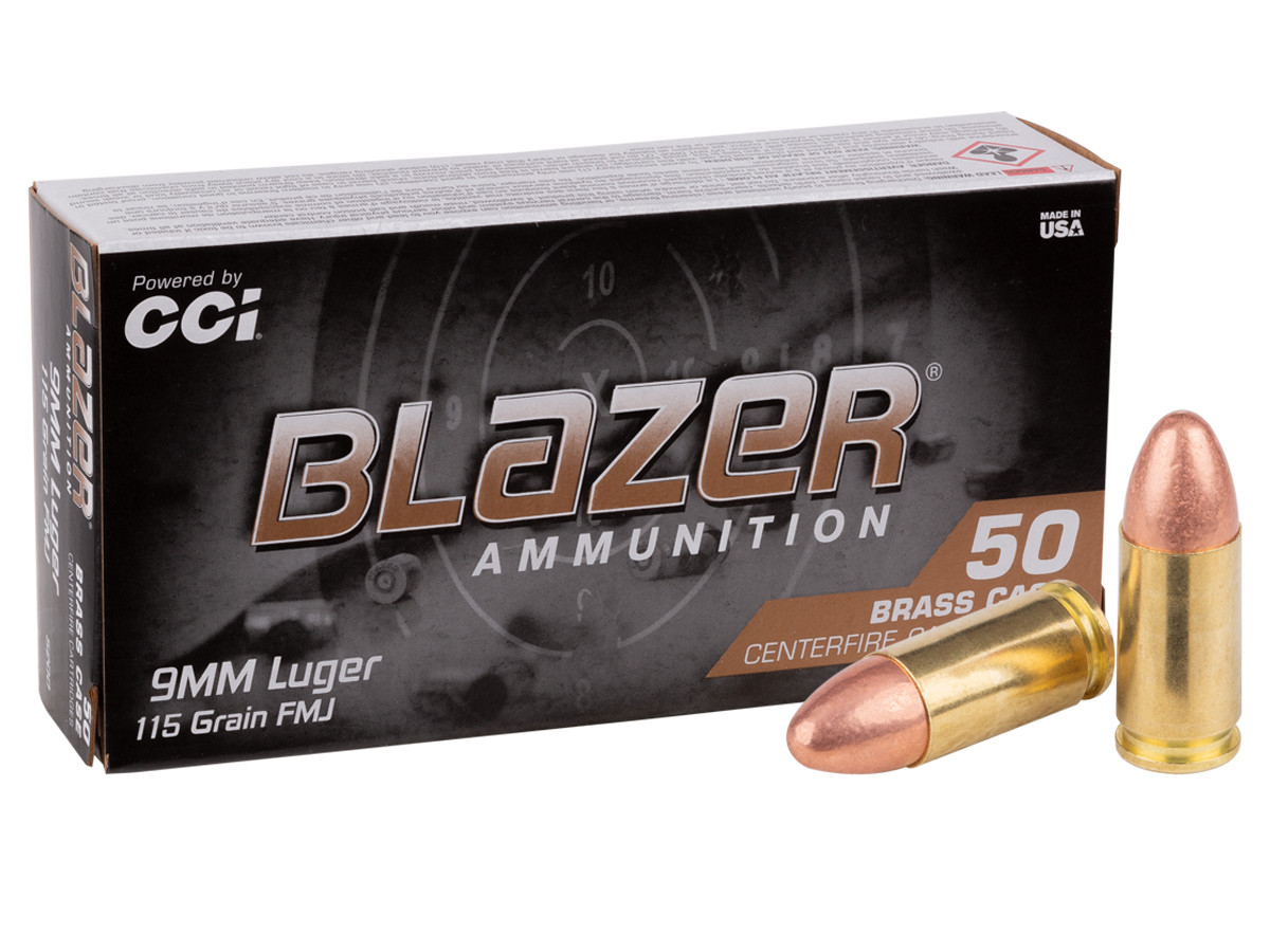 Blazer 9mm Luger Blazer Brass FMJ, 115gr, 50ct
