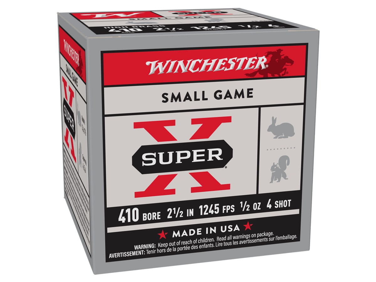 Winchester .410 Bore Super X Small Game 1/2oz, 4 Shot, 25ct