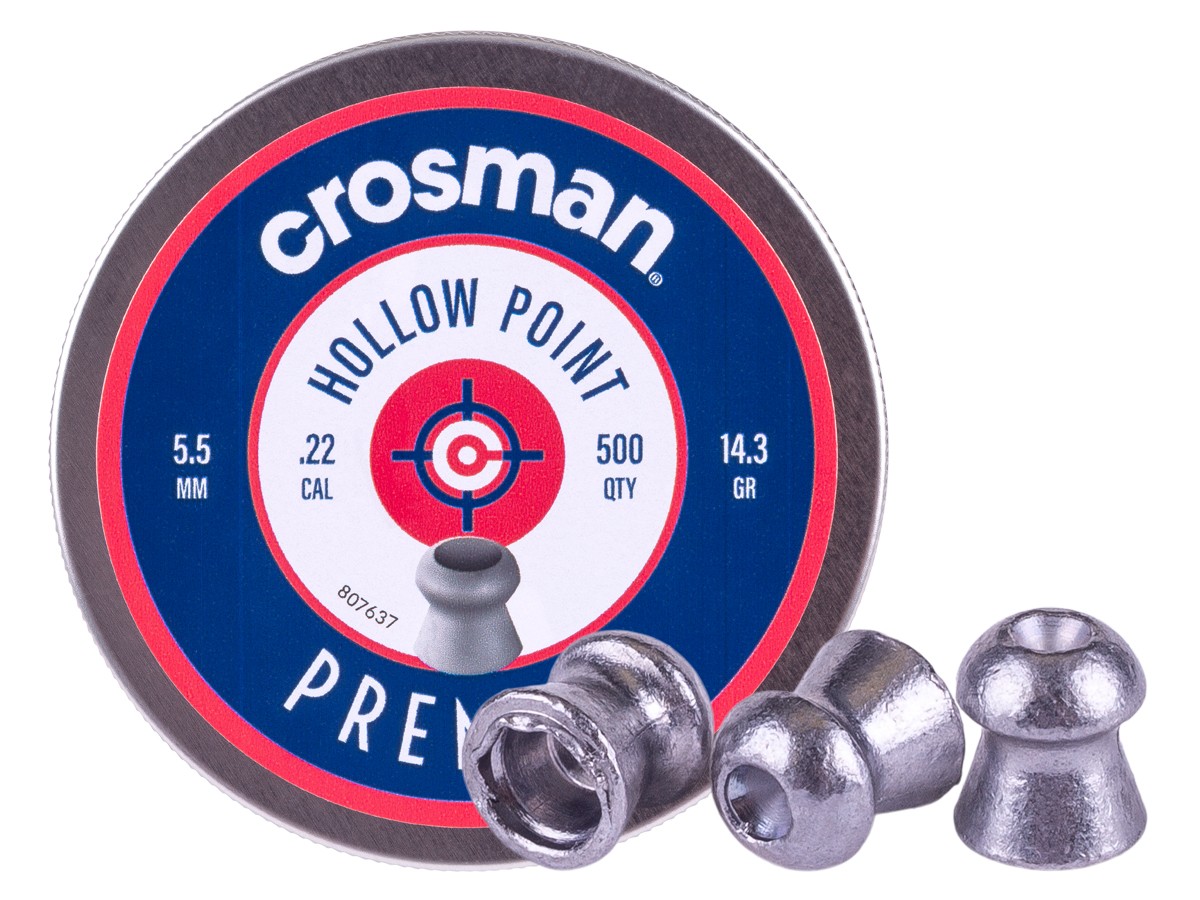 Crosman Premier .22 Cal, 14.3 Grains, Hollowpoint, 500ct