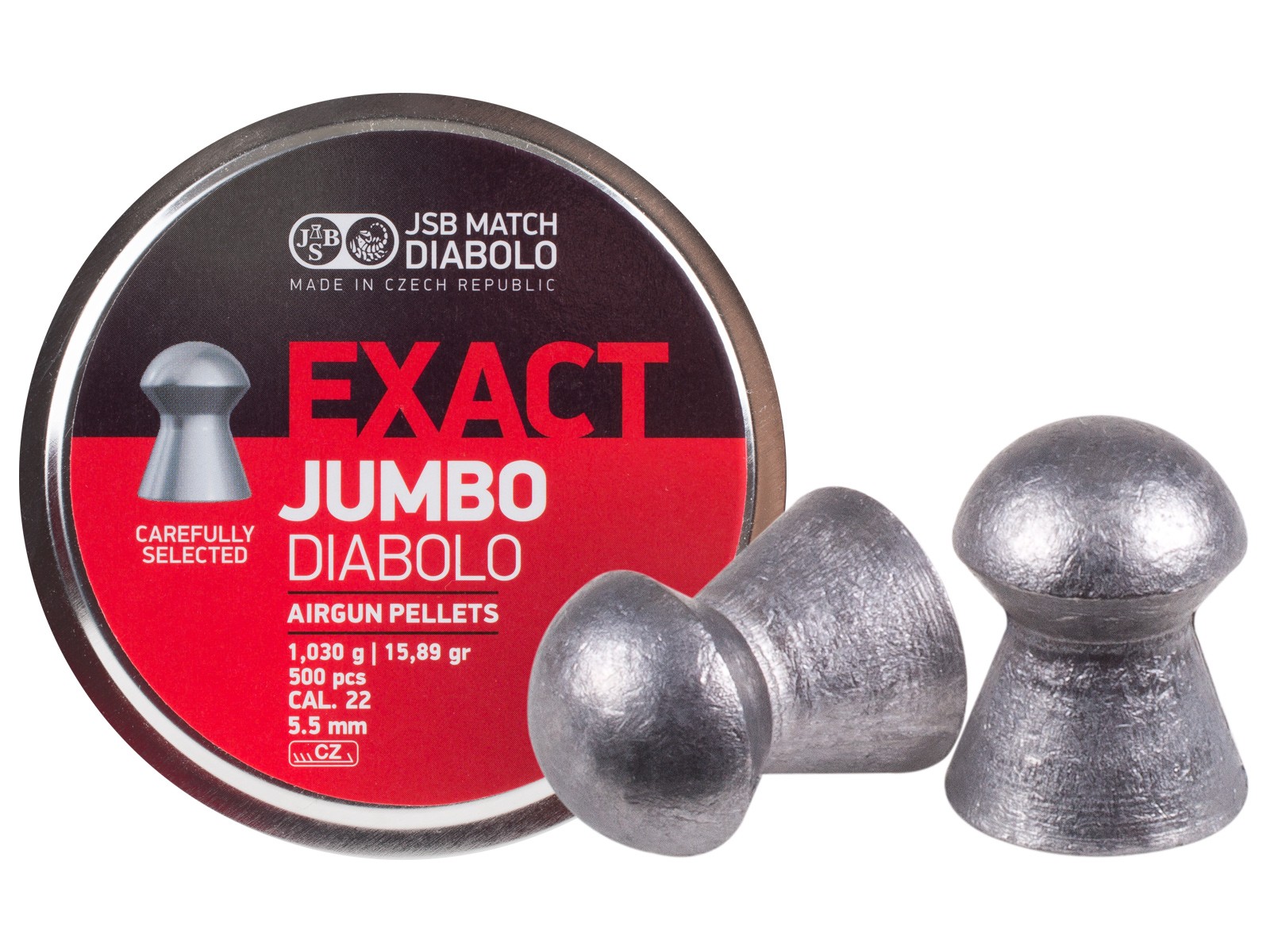 JSB Diabolo Exact Jumbo .22 Cal, 15.89 Grains, Domed, 500ct, 5.52mm
