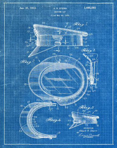 Police Cap 1933 Patent Art Print