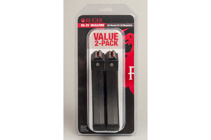 Ruger, Magazine, BX-25, 22LR, 25 Rounds, Fits 10/22 Rifles, 2-Pack, Black Polymer