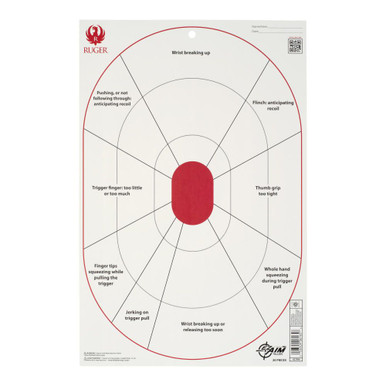 Ruger Paper Shooting Targets, Handgun Trainer, 12"W x 18"H, 20-Targets Per Pack