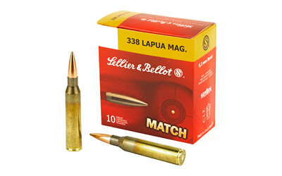 Sellier & Bellot, Match, 338 Lapua, 250 Grain, Boat Tail Hollow Point, 10 Round Box
