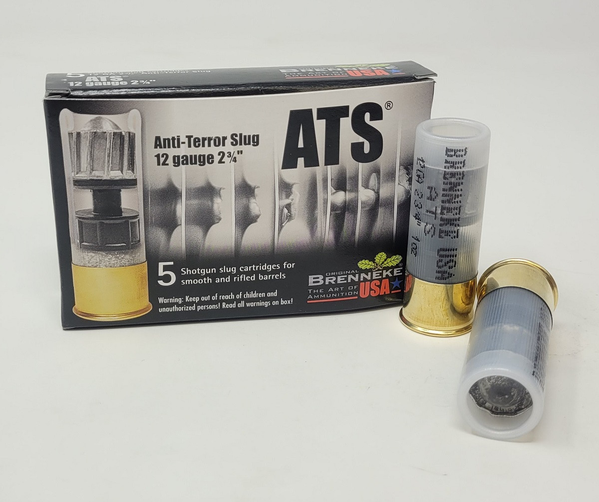 Brenneke USA 12 Gauge Ammunition Anti -Terror SL122ATS 2-3/4″ Rifled Slug 1oz 1680fps 5 Rounds