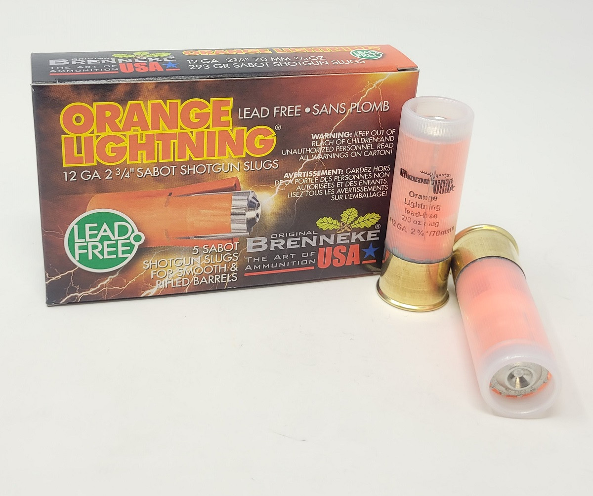 Brenneke 12 Gauge Ammunition Orange Lightning SL122OLN 2-3/4″ Lead Free Sabot Slug 2/3oz 1640fps 5 Rounds