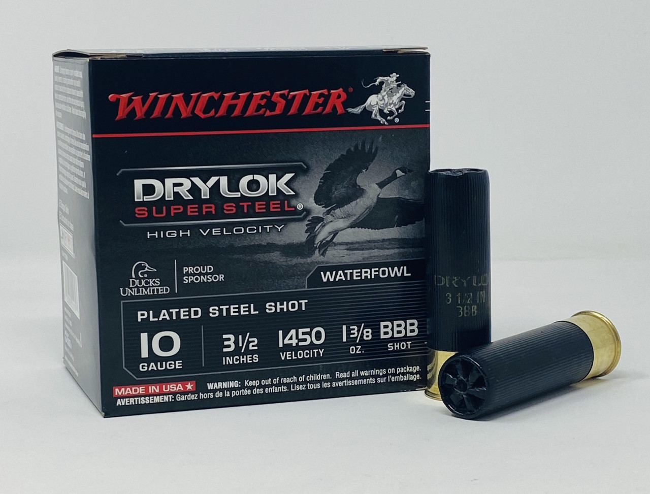 Winchester 10 Gauge Plated Steel Shot Ammunition SSH10BBB 3-1/2″ 1-3/8 oz BBB Shot Lead Free 25 Rounds