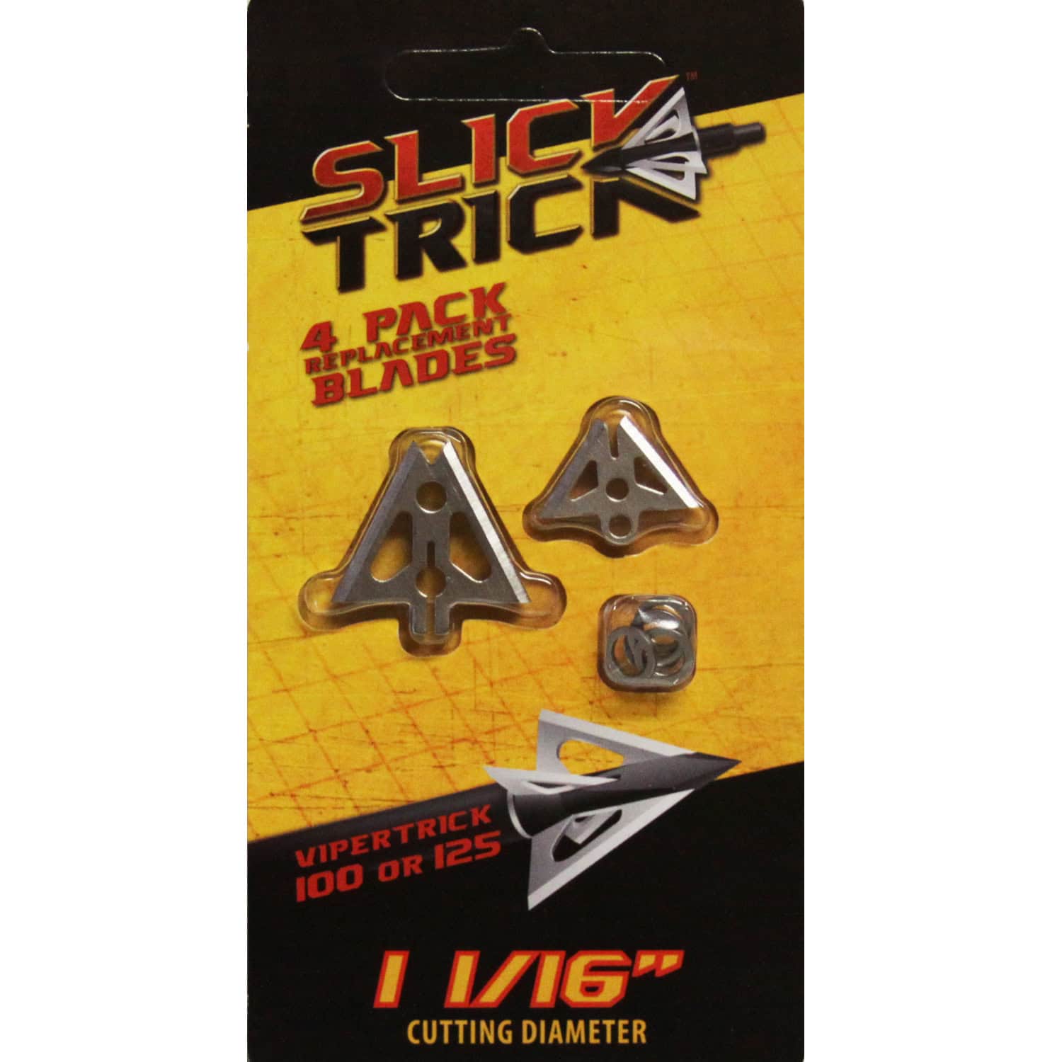 Slick Trick Broadhead ViperTrick 1 1/16″ Replacement Blades 100/125 Grain 4 Pack 15STVTXBL