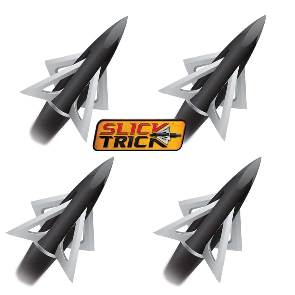 Slick Trick Broadhead XBow Trick Crossbow 1 1/8″ Fixed 4 Blade 100 Grain 4 Pack Broadheads 15STX100