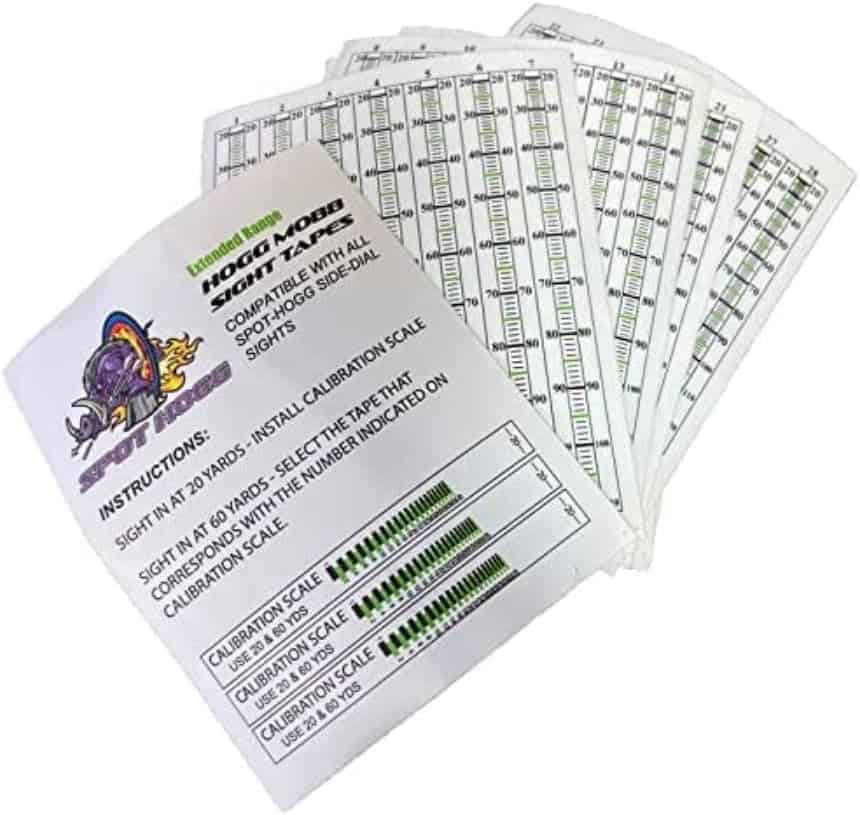 Spot Hogg Sight Extended Range Replacement Sight Tape/Yardage Tapes Green