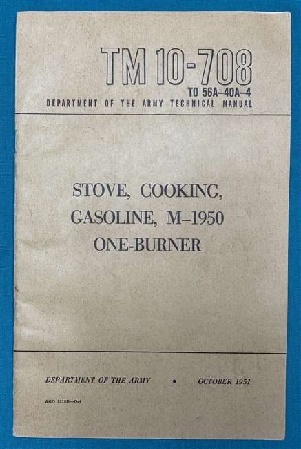 TM10-708Cooking Stove M1950 Technical Manual 1951
