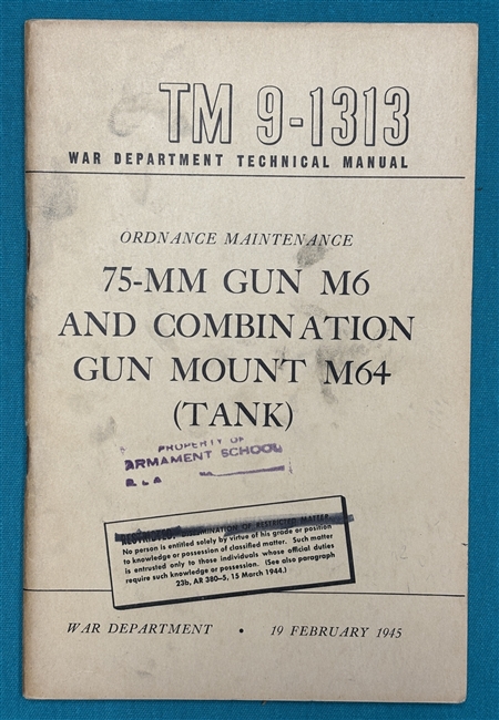 TM 9-1313Tank M24 75mm Gun MountTechnical Manual 1945