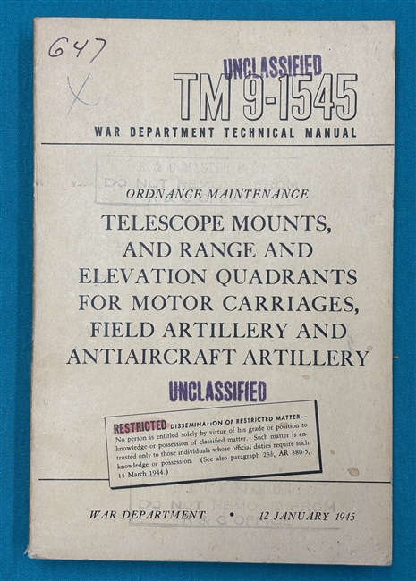 TM 9-1545 Telescope Mounts Technical Manual 1945