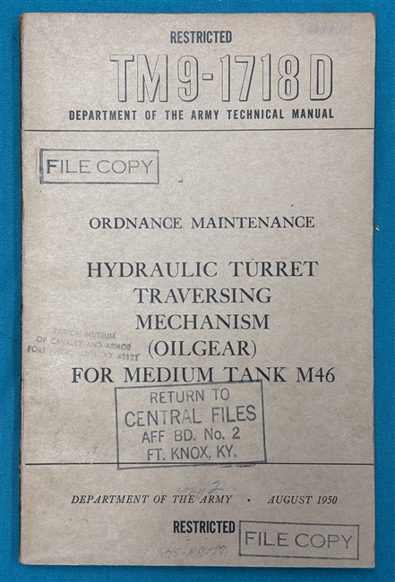 TM 9-1718DM46 Tank Turret TraversingTechnical Manual1950