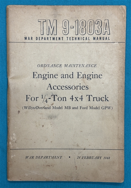 TM 9-1803A1/4-TonTruck MB & GPWEngine Technical Manual 1944
