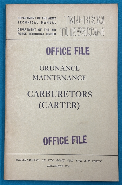 TM 9-1826ACarburetorsCarter Technical Manual 1952