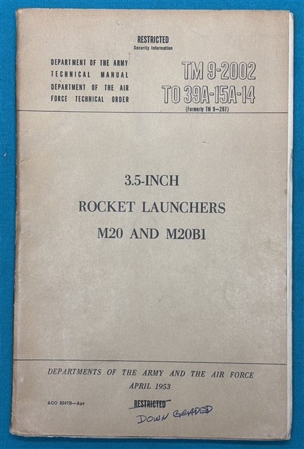 TM 9-20023.5" Rocket Launcher Bazooka M20 Technical Manual 1953